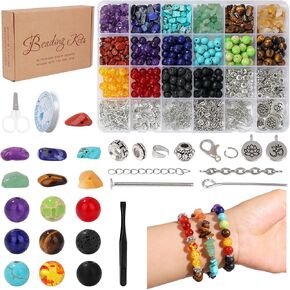 Raicegs 470 pcs 8mm Crystal Beads for Jewelry Making Natural Stone Beads for Bracelets Kits for Adults DIY Gemstone for Bracelet Jewelry Making