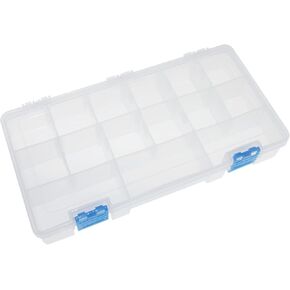 UHZBTEC 15 Grids Jewelry Making Organizers/Storage Bead Box Organizer/Storage Box with Adjustable Dividers (Free Letter Stickers)