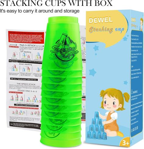 لعبة أكواب التكديس من ديويل مع 15 طريقة للتكديس، مجموعة تكديس مكونة من 12 قطعة، أكواب رياضية للتكديس مع مادة خالية من مادة BPA، لعبة عائلية كلاسيكية، فكرة هدية رائعة لمحبي ألعاب المكدس. (أحمر) in Kuwait