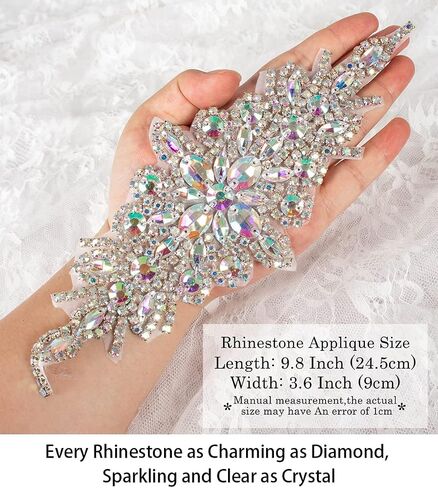 ShiDianYi Elegant Sash/Wedding Applique - Rhinestones Hot Fix or Sew On Belt Sash for Dress in Kuwait