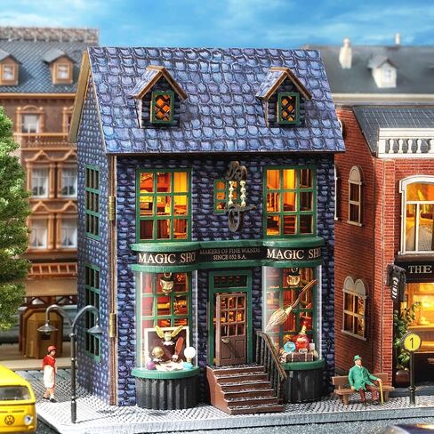 Spilay Dollhouse DIY Miniature Wooden Furniture Kit,Mini Handmade Doll House with LED,1:24 Scale Creative Woodcrafts Gift for Adult Friend in Saudi Arabia