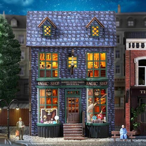 Spilay Dollhouse DIY Miniature Wooden Furniture Kit,Mini Handmade Doll House with LED,1:24 Scale Creative Woodcrafts Gift for Adult Friend in Saudi Arabia