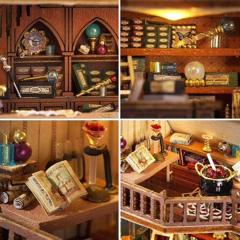 Spilay Dollhouse DIY Miniature Wooden Furniture Kit,Mini Handmade Doll House with LED,1:24 Scale Creative Woodcrafts Gift for Adult Friend in Saudi Arabia