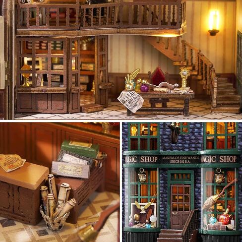Spilay Dollhouse DIY Miniature Wooden Furniture Kit,Mini Handmade Doll House with LED,1:24 Scale Creative Woodcrafts Gift for Adult Friend in Saudi Arabia