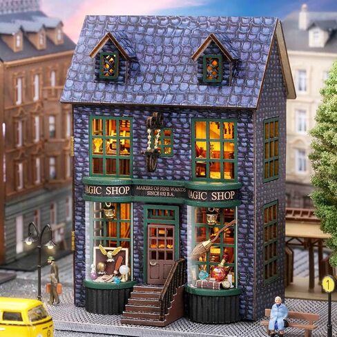 Spilay Dollhouse DIY Miniature Wooden Furniture Kit,Mini Handmade Doll House with LED,1:24 Scale Creative Woodcrafts Gift for Adult Friend in Saudi Arabia