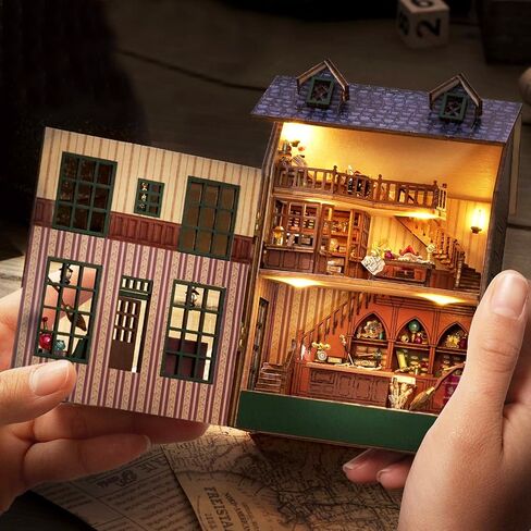 Spilay Dollhouse DIY Miniature Wooden Furniture Kit,Mini Handmade Doll House with LED,1:24 Scale Creative Woodcrafts Gift for Adult Friend in Saudi Arabia