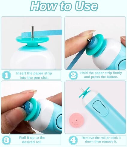 Electric Quilling Pen, Electric Quilling Slotted Tool Automated Paper Volume Curling Pen(Blue) in Saudi Arabia