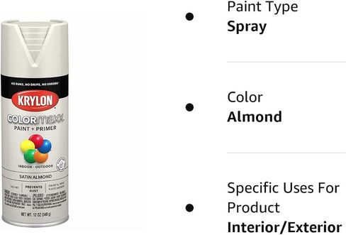 طلاء بخاخ وبرايمر COLORmaxx K05545007 من كريلون للاستخدام الداخلي والخارجي، أبيض لامع 12 أونصة (عبوة من قطعة واحدة) in Kuwait