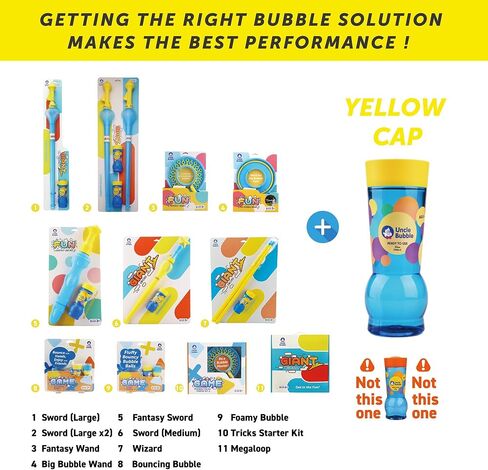 Uncle Bubble 2 Sets Giant Bubble Wands - Includes 2 Big Bubble Sword and 8oz Uncle Bubble Ultra Bubble Solution in Saudi Arabia