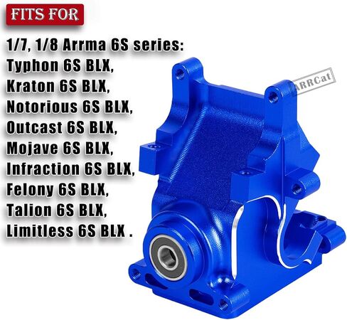 أجزاء ترقية علبة التروس المصنوعة من الألومنيوم لـ 1/7 1/8 ARRMA 6S BLX Typhon Kraton Notorious Outcast Mojave Infraction Felony Talion Limitless 6S BLX، ARRCat RC Hop Ups ترقيات الأجزاء، يستبدل AR310854 (أزرق) in Kuwait
