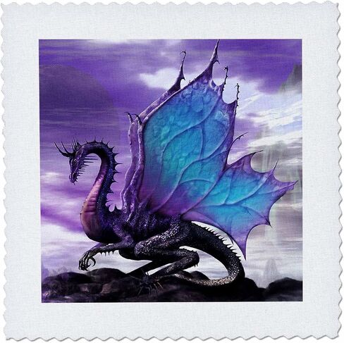 3dRose Fairytale Dragon - لحاف مربع، 14 × 14 بوصة (qs_4144_5) in Kuwait