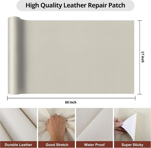 AVEUO Leather Repair Patch,17X70 Inch Leather Repair Tape,Large Self Adhesive Leather Patches for Furniture, Couches,Car Seat,Chair Dark Brown in Kuwait
