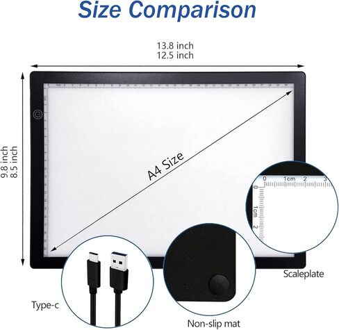 A3 لوحة ضوء مربع لوحة الجدول للأطفال تتبع ورسم لوحة الماس اللوحة الخفيفة لوحة مربع، عرض الشرائح Cricut لوحة ضوء مشرق لإزالة الأعشاب الضارة الفينيل الملحقات الفن مجموعات الوشم in Kuwait