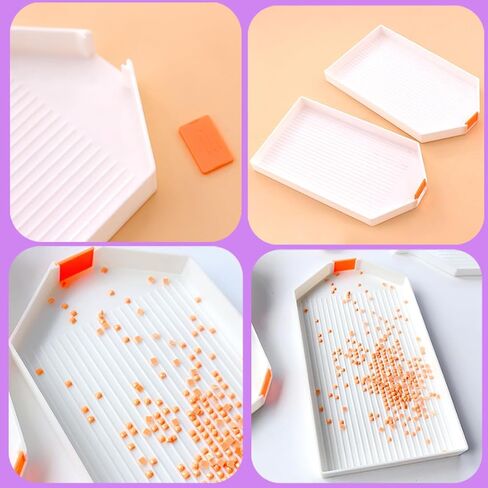 6 قطع كبيرة من منظم صينية الرسم الماسي، صواني بلاستيكية للخرز، إكسسوارات فنية ماسية، أدوات منقطة من حجر الراين للحرف الفنية للأحجار الكريمة (6 صواني، ملعقة واحدة) in Kuwait