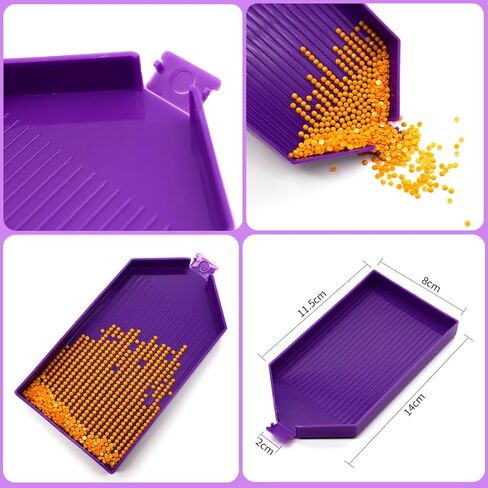 6 قطع كبيرة من منظم صينية الرسم الماسي، صواني بلاستيكية للخرز، إكسسوارات فنية ماسية، أدوات منقطة من حجر الراين للحرف الفنية للأحجار الكريمة (6 صواني، ملعقة واحدة) in Kuwait