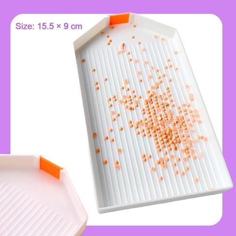 6 قطع كبيرة من منظم صينية الرسم الماسي، صواني بلاستيكية للخرز، إكسسوارات فنية ماسية، أدوات منقطة من حجر الراين للحرف الفنية للأحجار الكريمة (6 صواني، ملعقة واحدة) in Kuwait