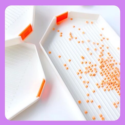 6 قطع كبيرة من منظم صينية الرسم الماسي، صواني بلاستيكية للخرز، إكسسوارات فنية ماسية، أدوات منقطة من حجر الراين للحرف الفنية للأحجار الكريمة (6 صواني، ملعقة واحدة) in Kuwait