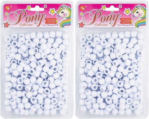 Beads Jewelry Making Kit DIY Hair Braiding Bracelet Ornaments Crafts Large Round Pony +2 Beaders Included (White/Clear - 410 Pcs) in Kuwait