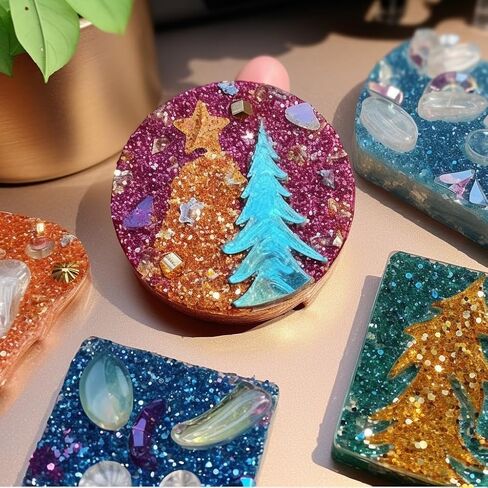 【48g/1.69oz Cactus - 8mm】Holographic Chunky Glitter, LightStone Sparkles Glitter, Bulk Glitter for Crafts Resin, Painting, Nail Art, Hair, Tumblers, Slime, Festival Decor, etc (Green) in Kuwait