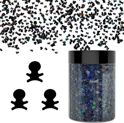 【48g/1.69oz Cactus - 8mm】Holographic Chunky Glitter, LightStone Sparkles Glitter, Bulk Glitter for Crafts Resin, Painting, Nail Art, Hair, Tumblers, Slime, Festival Decor, etc (Green) in Kuwait