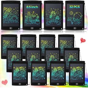 Zhehao 32 Pieces LCD Writing Tablet Doodle Board Electronic Toy 8.5 Inch Colorful Doodle Board LCD Erasable Drawing Pad Reusable Writing Pad Toys for Girls Boys(Black)