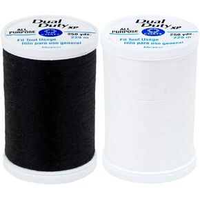 Coats Black & White Bundle - Dual Duty XP General Purpose Thread 250 yards each