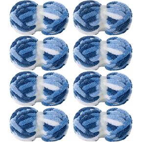 MABOZOO Tie Dye Chunky Yarn for Crocheting 8 Pack,Fluffy Jumbo Chenille Yarn,Soft Plush Yarn Bulky,Giant Thick Fuzzy Yarn for Hand Knitting or Arm Knitting,Blue Gradient(29 yds,8 oz Each Skein) in Kuwait