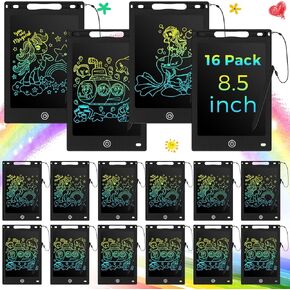 16 قطعة من لوحة الرسم اللوحية LCD للكتابة للأطفال مقاس 8.5 بوصة لوحة رسم LCD ملونة قابلة لإعادة الاستخدام للفتاة الصبية الصغار هدية لعبة تعليمية، 4 ألوان (أسود، أبيض، أزرق فاتح، أحمر فاتح)