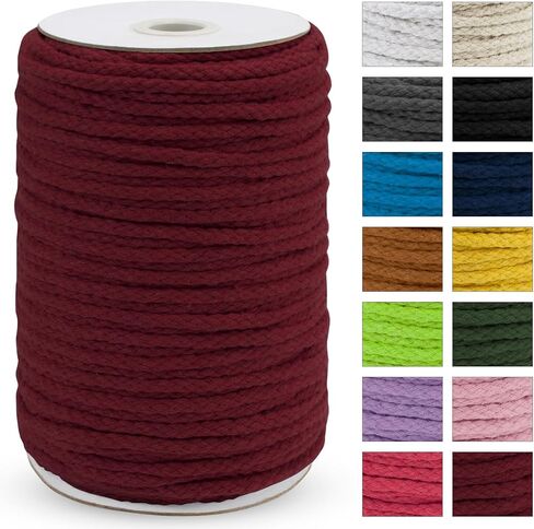JeogYong Braided Macrame Cord 5mm x 295ft, Natural 8-Strand Braided Cotton Rope, Colored Drawstring Cord Craft Rope Cord for Plant Hangers, Wall Hanging, Dream Catcher, Garden, DIY Projects in Kuwait