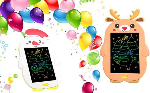 ريكيمان 8.5 بوصة تابلت كتابة للأطفال، لوحة رسم إلكترونية تعليمية للأطفال، لوحة رسومات الشعار المبتكرة ذات الشاشة الملونة، لوحات رسومات الشعار المبتكرة والخربشة القابلة للمسح (أيل عيد الميلاد البني) in Kuwait