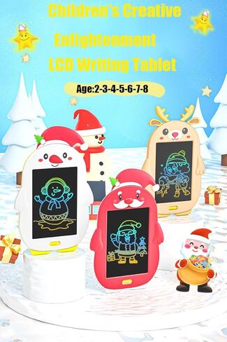 ريكيمان 8.5 بوصة تابلت كتابة للأطفال، لوحة رسم إلكترونية تعليمية للأطفال، لوحة رسومات الشعار المبتكرة ذات الشاشة الملونة، لوحات رسومات الشعار المبتكرة والخربشة القابلة للمسح (أيل عيد الميلاد البني) in Kuwait