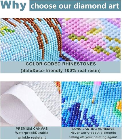 Ksabdfu 5D Diamond Art Kits Ariel Princess Diamond Art for Adults Cross Stitch Kit for Wall Art 12 x 16 Inch in Kuwait