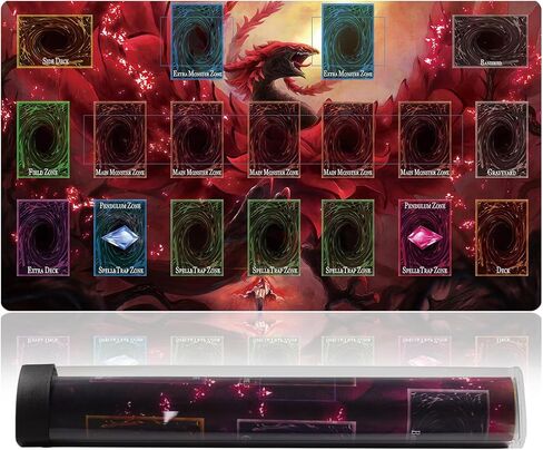 Card Rubber Play Mat Duel Mat Gaming Competition Pad Mat Card Binder Deck 23.5x13.7in (Red Rose Dragon 2) in Kuwait