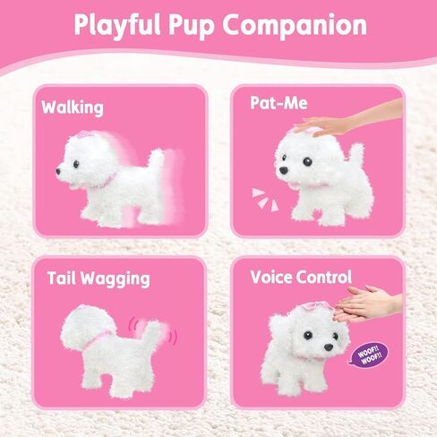 YH YUHUNG Walking Dog Toys for Kids with Remote Control Leash, Plush Electronic Pets Puppy Interactive Dog That Walk, Bark, Head Nod, Wags Tail(Brown) in Kuwait