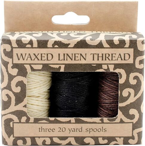 Lineco Waxed Genuine Linen Thread, 20 Yards, Pack of 3 Spools: Natural (BBHM208) in Saudi Arabia