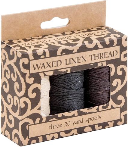 Lineco Waxed Genuine Linen Thread, 20 Yards, Pack of 3 Spools: Natural (BBHM208) in Saudi Arabia