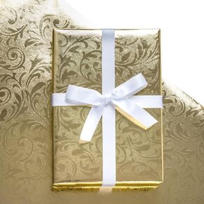 LeZakaa Blue Gift Wrapping Paper - Vintage Floral Embossed Foil Mini Roll for Birthday, Christmas Holiday - 17 inches x 32.8 Feet (46.25 sq.ft.) in Kuwait