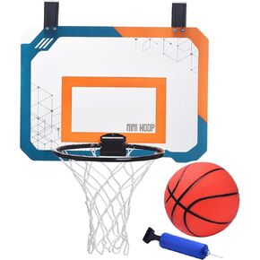 Mini Basketball Hoop Set – Foldable Basketball Hoops for Kids Age 3+ & Adults, Over The Door Indoor & Outdoor, Dorm Games, Room, Bedroom or Office - with Small Basketball Toy & Pump