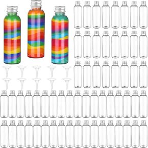 60Pcs Sand Art Bottles 120ml Plastic Potion Bottles Plastic Bottle Sand Container Plastic Sand Art Bottles DIY Colored Sand Bottle Kit Sand Art Activity Kit for DIY Art Activity Fun Party Supplies
