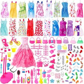 JANYUN Christmas Doll Clothes and Accessories,Doll Clothes Sets Party Dresses Outfits Xmas Gift Costumes Doll Shoes for Christmas Party Favors Girl Gift(Dolls not Included)