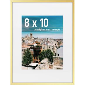 إطارات صور من الألومنيوم مقاس 12 × 16 من Timart، صور عرض مقاس 8.5 × 11 مع حصيرة أو 12 × 16 بدون حصيرة، إطار معدني معلق على الحائط من الزجاج المقسى لديكور المنزل (ذهبي، عبوة واحدة)