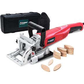 AOBEN Biscuit Cutter Plate Joiner 8.5 Amp With No. 0 Wood(30 Pcs) No. 10 Wood(30 Pcs) No. 20 Wood(50 Pcs), 4" Tungsten Carbide Tipped Blade, Adjustable Angle And Dust Bag