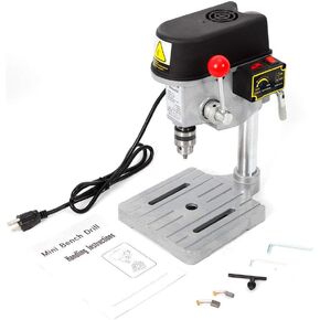 110V 340W 0-16000rpm 3-Speed Heavy Duty 1-10mm Bench Drill Press Workshop Mounted Drilling Chuck Drilling Stand Chuck Adjust Metal Wood Plastic Open Hole Milling Machine USA STOCK