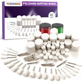 80Pcs Buffing Wheels Kit With 2Pcs Compound Compatible With Dremel Rotary Tool, Different Shapes of Polishing Wheel for Drill With 3mm(1/8'') Shank for Metal Jade Glass