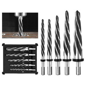HSS Bridge Construction Reamer Set, 3/8" 1/2" 5/8" 3/4" 1" Taper Bridge Reamer Drill Bit Tool for Steel Metal Wood Plastic to Align Existing Hole and Enlarge Hole