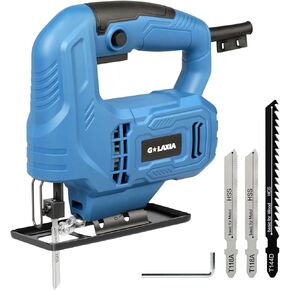 Jigsaw, 3.5 Amp Corded Jig Saw with 3pcs Cutting Blades, ±45° Bevel Cutting, 3000 SPM with Lock-on Button, Corded
