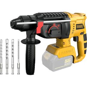 Cordless Rotary Hammer Drill for Dewalt 20V MAX Battery, Brushless SDS Rotary Hammer with Safety Clutch for Concrete/Masonry, 4 Modes with 360°Auxiliary Handle and 4 Drill Bits (Battery not included)