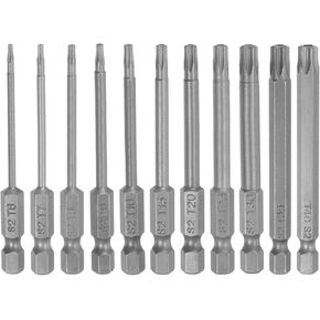 HARFINGTON 11pcs Torx Screwdriver Bit Set T6-T40 4" Length S2 Steel Magnetic Star 6 Point Head Screwdrivers Drill Bits with 1/4 Inch Hex Shank