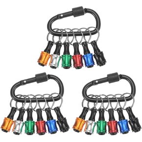18PCS Keychain Aluminum Alloy Screwdriver Bits Holder Extension Bar Release Drill Screw Adapter Quick-Change Portable Lightweight for 1/4 in Hex Shank