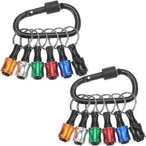 12PCS Keychain Aluminum Alloy Screwdriver Bits Holder Extension Bar Release Drill Screw Adapter Quick-Change Portable Lightweight for 1/4 in Hex Shank